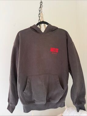 White Fox Boutique Charcoal Hoodie with Red Logo